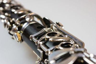 Close-up of clarinet on table