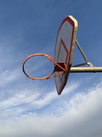 Low angle view of basketball hoop against sky