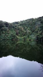 Scenic view of lake against clear sky