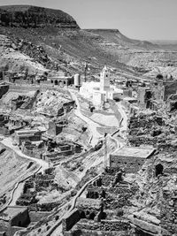 High angle shot of townscape against sky