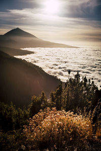 Scenic view of sea against sky during sunset