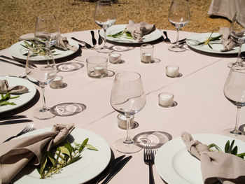 Place setting on table