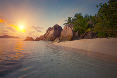 Scenic view of sea against sky during sunset