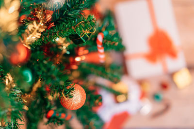 High angle view of christmas tree