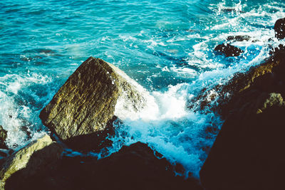 High angle view of sea waves