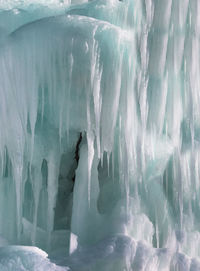 Full frame shot of icicles in cave