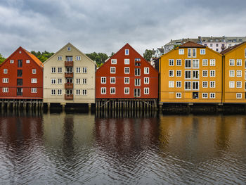 View of colorful apartment buildings at water