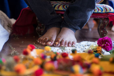 Low section of person preparing food