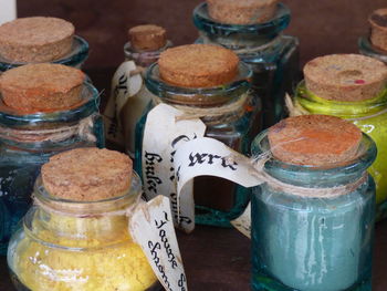 Close-up of glass jar on table at store