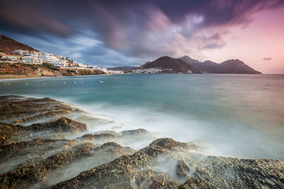 Scenic view of sea against sky during sunset