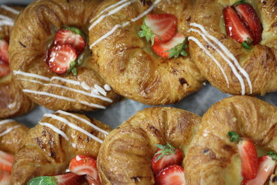 High angle view of fresh pastries at hakaniemi market hall