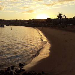 Scenic view of sea at sunset