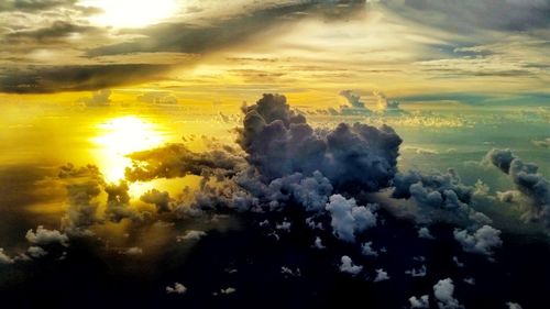 Scenic view of cloudy sky at sunset