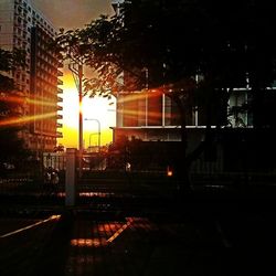 Illuminated street light at night