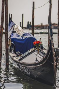 Gondola moored on grand canal