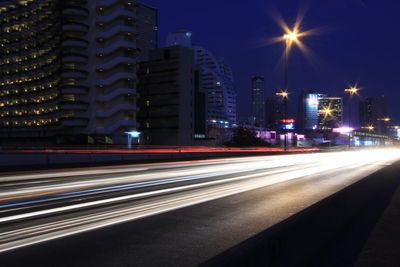 Light trails on city street