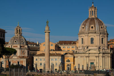 Trajan column, santa maria de loreto church and chiesa del santissimo. trajan's forum. rome, italy
