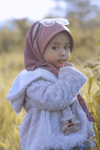 Close-up portrait of cute girl