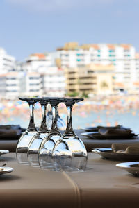 Close-up of wine glass on table in restaurant