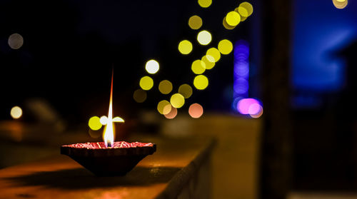 Close-up of illuminated candles