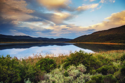 Scenic view of lake against sky