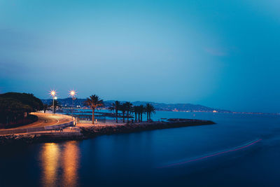 Scenic view of sea against sky at night