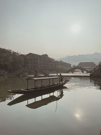 Scenic view of lake against clear sky