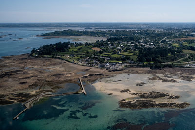 High angle view of sea against sky