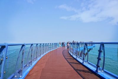 Scenic view of sea against blue sky