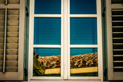 Closed glass window of building