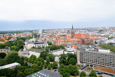 High angle view of townscape against sky