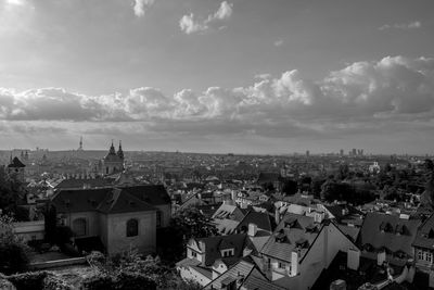 High angle view of townscape against sky