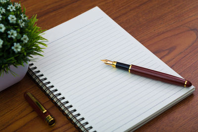 High angle view of pen on table