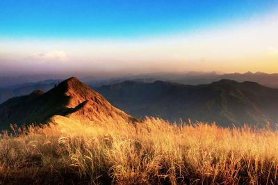 Scenic view of mountains against sky