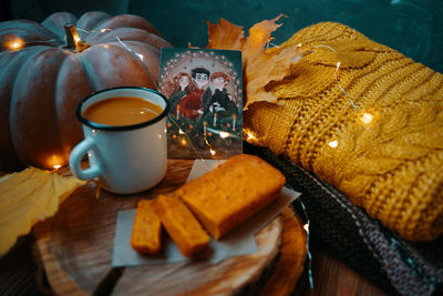 Close-up of breakfast on table