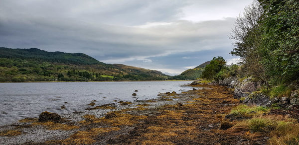 Scenic view of lake against sky