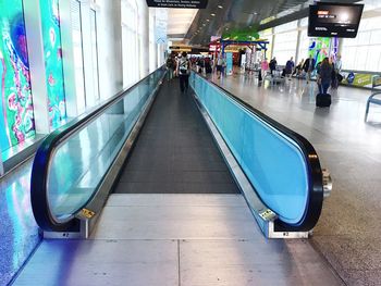 Elevated view of escalator