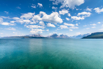 Scenic view of sea against cloudy sky