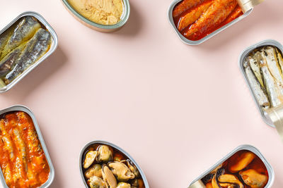 High angle view of food on white background