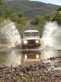 View of car on mountain road