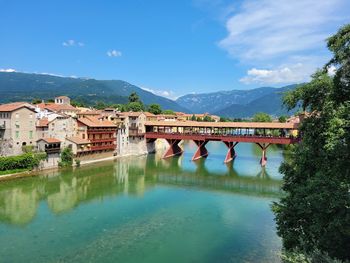 Bridge over river against sky