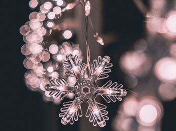 Close-up of illuminated chandelier