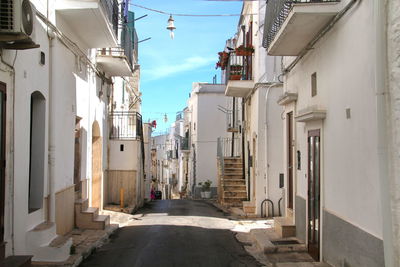 View in the streets of the medival white village of ostuni, italy
