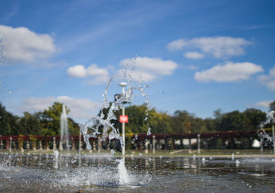 Water fountain against sky