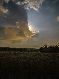 Scenic view of field against sky during sunset