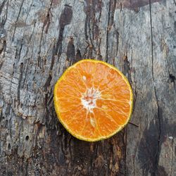 Directly above shot of orange on table