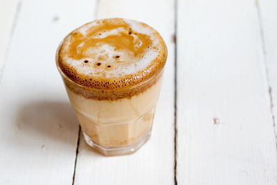 High angle view of coffee on table