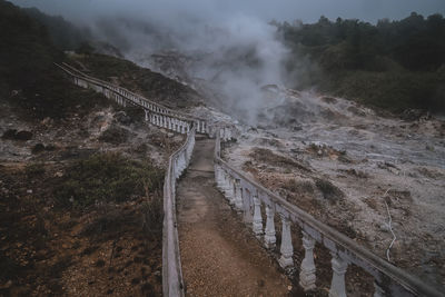 Aerial view of bridge over mountain