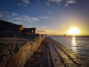 Panoramic view of sea against sky during sunset