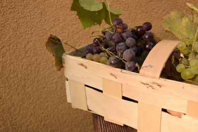 Close-up of grapes in box